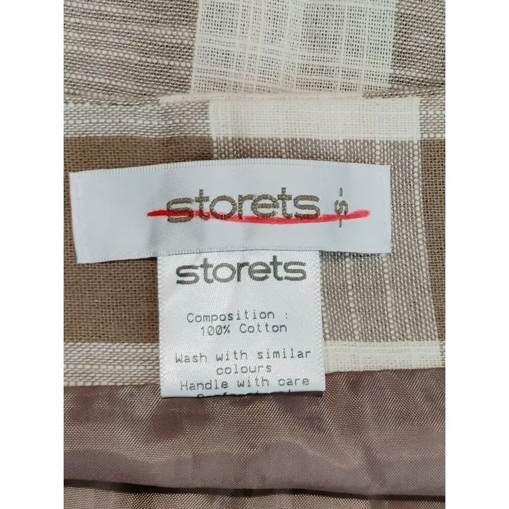 Storets Pencil Mini Skirt Lined Plaid White Brown Vintage Style Womens Small